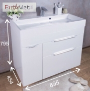 Тумба для ванної з умивальником підвісна Bermuda-2 Vitold 900C Fancy Marble