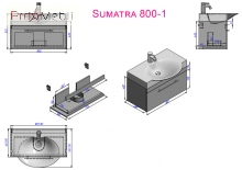 Тумба для ванної з умивальником підвісна Sumatra-1 800 Fancy Marble