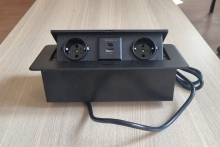 Настільна розетка 2R+USB+Type-C чорна Loft Design