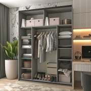 Шафа-купе G-Caiser 180 графіт / дуб евок 2 ДСП / 3 частини Doros