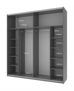 Шафа-купе G-Caiser 220 графіт / білий 2 ДСП / 3 частини Doros