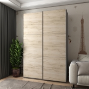 Шафа-купе G-Caiser 160 графіт / дуб крафт сірий 2 ДСП / 3 частини Doros