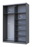 Шафа-купе G-Caiser 160 графіт / дуб крафт сірий 2 ДСП / 3 частини Doros
