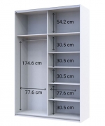 Шафа-купе G-Caiser 160 білий / дуб крафт сірий 1 ДСП / 1 дзеркало / 3 частини Doros