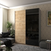 Шафа-купе G-Caiser 180 графіт / дуб евок 1 ДСП / 1 скло / 3 частини Doros