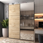 Шафа-купе G-Caiser 180 графіт / дуб евок 1 ДСП / 1 дзеркало / 3 частини Doros