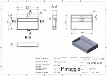 Умивальник Island Matt 600 Miraggio