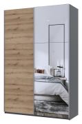 Шафа-купе G-Caiser 160 графіт / дуб евок 1 ДСП / 1 дзеркало / 3 частини Doros