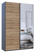 Шафа-купе G-Caiser 160 графіт / дуб евок 1 ДСП / 1 дзеркало / 3 частини Doros
