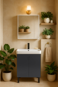 Тумба для ванної з умивальником 55-U (River 55) Simple Graphite Мойдодир