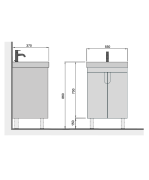Тумба для ванної з умивальником 55-U (River 55) Simple Graphite Мойдодир