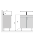 Тумба для ванної з умивальником 70-U (River 70) Simple Graphite Мойдодир