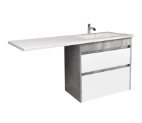 Тумба для ванної з умивальником підвісна з крилом над пральною машиною 80-U Adam 140 R Polo Loft Мойдодир