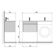 Тумба для ванної з умивальником підвісна з крилом над пральною машиною 60-А Adam 120 L Prime Мойдодир