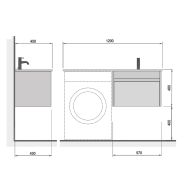 Тумба для ванної з умивальником підвісна з крилом над пральною машиною 60-А Adam 120 R Prime Мойдодир