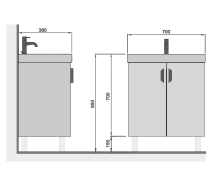 Тумба для ванної з умивальником 70-U (River 70) Idea Мойдодир