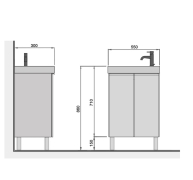 Тумба для ванної з умивальником 55-U (Dana 55) Perl Мойдодир