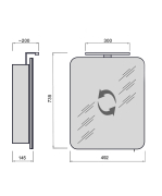 Дзеркальна шафа в ванну кімнату ЗШ-50 зі світильником LED Black Сорренто Мойдодир