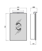 Дзеркальна шафа в ванну кімнату з LED Black підсвіткою 41 Руна Мойдодир
