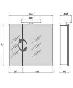 Дзеркальна шафа в ванну кімнату з LED Black підсвіткою 80 Руна Мойдодир
