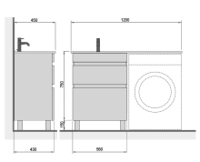 Тумба для ванної з умивальником підвісна / підлогова з крилом над пральною машиною 60 Adam 120 L MoonShine Мойдодир