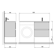 Тумба для ванної з умивальником підвісна з крилом над пральною машиною 60-A Adam 120 R Unik Мойдодир