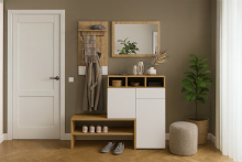 Комод 2Д1Ш доповнений тумбою для взуття Селін білий Сокме