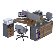 Письменный стол двойной угловой Open Office ND2U-3S-135 + LS-141-75 антрацит Loft Design