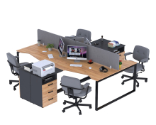 Письменный стол четырехместный угловой Open Office ND4U-3S-270 антрацит Loft Design