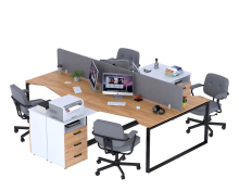 Письменный стол четырехместный угловой Open Office ND4U-3S-270 белый Loft Design