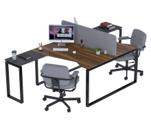 Письмовий стіл подвійний кутовий Open Office ND2U-135 антрацит Loft Design