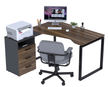 Письмовий стіл кутовий Open Office NDTU-3S-135 антрацит Loft Design