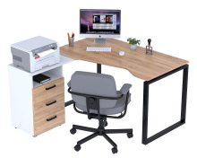 Письмовий стіл кутовий Open Office NDTU-3S-135 білий Loft Design