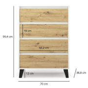 Комод 4S/70 Borg белый / дуб артизан Mebel Bos