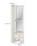 Пенал з дзеркалом 1D2S Tiffany II Mebel Bos
