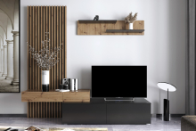 Стінка Ребека дуб артізан / чорний Gerbor