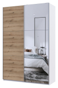Шафа-купе G-Caiser 160 білий / дуб евок 1 ДСП / 1 дзеркало / 3 частини Doros