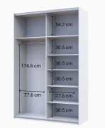 Шафа-купе G-Caiser 160 білий / графіт 2 ДСП / 3 частини Doros