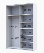 Шафа-купе G-Caiser 160 білий / дуб евок 2 ДСП / 3 частини Doros
