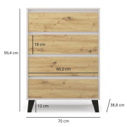 Комод 4S/70 Borg кашемір / дуб артізан Mebel Bos