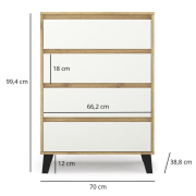 Комод 4S/70 Borg дуб артізан / білий Mebel Bos