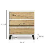 Комод 3S/70 Borg білий / дуб артізан Mebel Bos