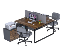 Письмовий стіл подвійний кутовий Open Office ND2T-3S-135 антрацит Loft Design