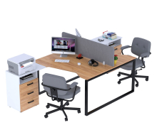 Письмовий стіл подвійний кутовий Open Office ND2U-3S-135 білий Loft Design