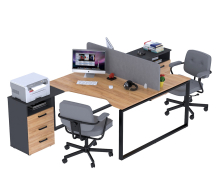 Письмовий стіл подвійний кутовий Open Office ND2U-3S-135 антрацит Loft Design