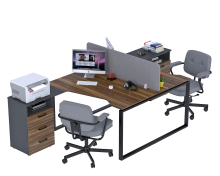 Письмовий стіл подвійний кутовий Open Office ND2U-3S-135 антрацит Loft Design