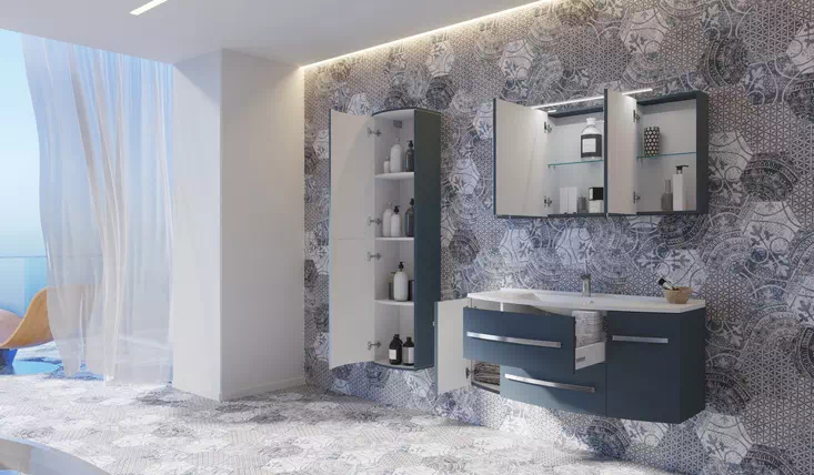 Комплект мебели для ванной Vanessa Botticelli индиго синий матовый