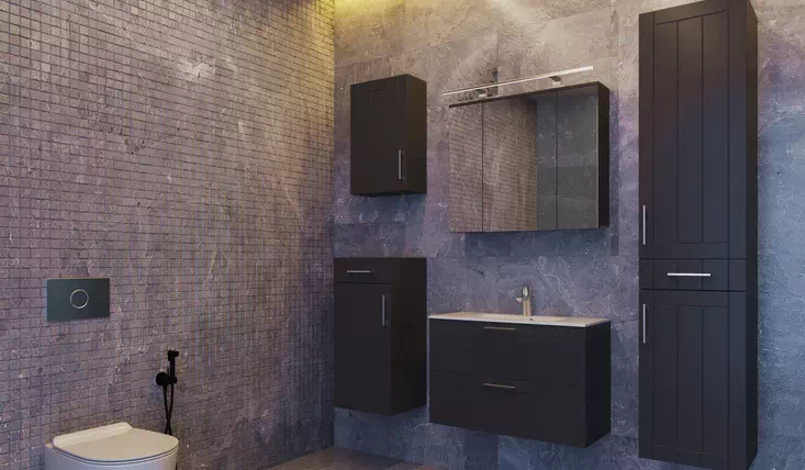 Меблі для ванної графіт Oscar Ювента