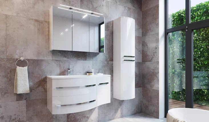 Меблі для ванної кімнати Vanessa Botticelli в білому кольорі з дзеркальною шафою