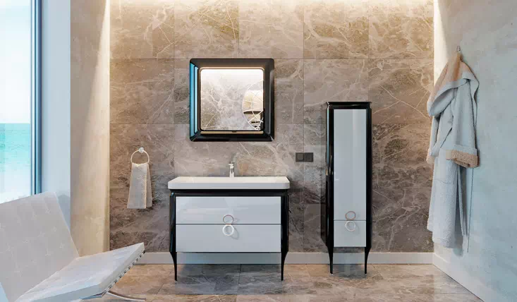 Комплект мебели для ванной Ticino черный Ювента